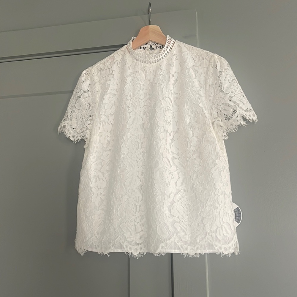 Rachel Parcell Lace Mock Neck Top